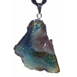 Colourful Agate Crystal Sliced Electroplated Pendant Design 05